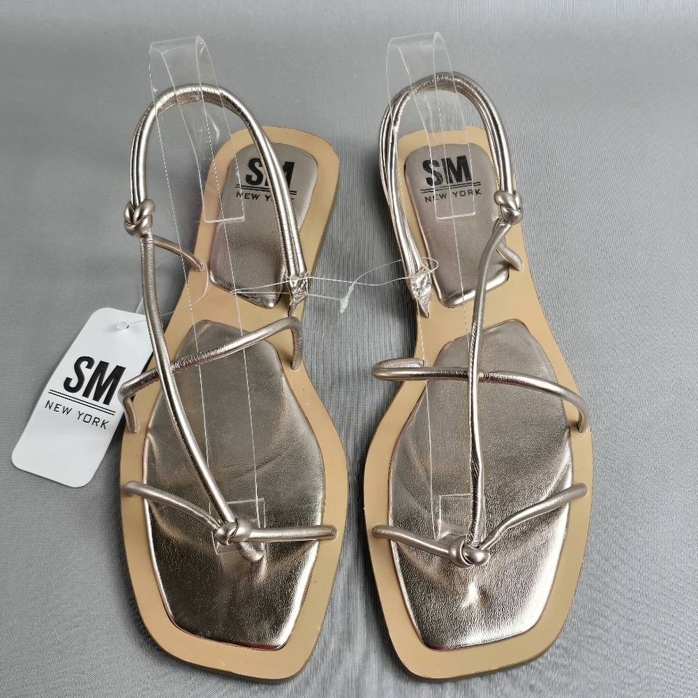 SM New York Women's Metallic Gold Sandals Size 10